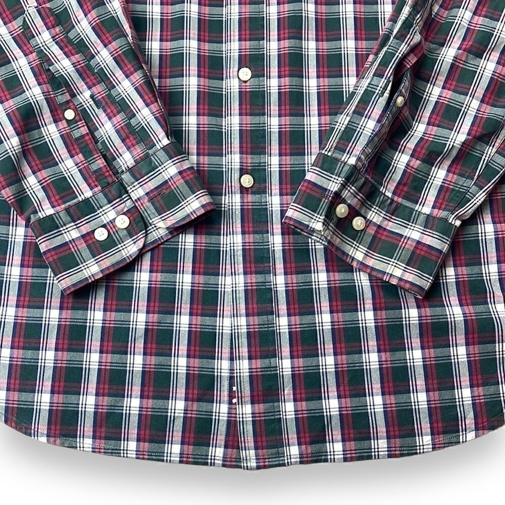Lands End Shirt Mens Extra Large XL Green Plaid Long Sleeve Button Down Shirt - Picture 5 of 12